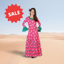 Cargar imagen en el visor de la galería, Disfraz Sevillana Flamenco, rosa, Niña Infantil para Carnaval Fiesta Teatro