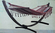 Cargar imagen en el visor de la galería, Hamaca con Soporte de Madera de alerce Tumbona para Jardín terraza 300x95x105cm