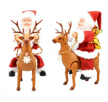 Cargar imagen en el visor de la galería, Santa Claus Papá Noel en reno con músuca movimiento y luz figura Navidad belen