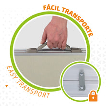 Cargar imagen en el visor de la galería, Mesa Maleta de Camping Plegable Portátil 4 Asientos y Agujero Sombrilla Estructura Aluminio Playa Picnic 135.5x84.5x66cm (Gris)