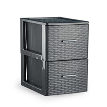 Cargar imagen en el visor de la galería, Cajonera de Plástico Volga Rattan blanco / Antracita / Wengué Decoración Hogar Oficina