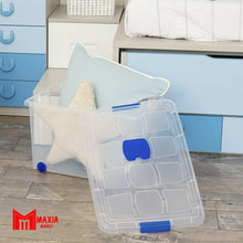 Cargar imagen en el visor de la galería, Caja de Plastico almacenamiento, tranparente 86 litros, con ruedas, N 8