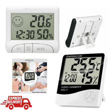 Cargar imagen en el visor de la galería, Termómetro Higrómetro Digital interior para mesa o colgar en la pared Reloj