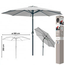 Cargar imagen en el visor de la galería, Sombrilla Parasol Ø300cm Inclinable Estructura Aluminio y Acero 38 Mm Jardin Terraza Patio Playa