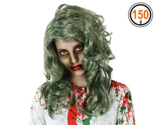 Cargar imagen en el visor de la galería, Peluca Gris Verdoso Cabellos Largos Ondulados 60 cm Halloween Carnaval Accesorio