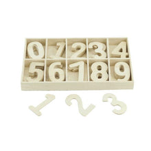 Cargar imagen en el visor de la galería, Números de madera natural mini del 0 al 9 - 50 unidades papelería manualidades