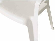 Cargar imagen en el visor de la galería, Silla resina blanca de plástico con respaldo alto para exterior, tanto como jardín, terraza, playa o camping.