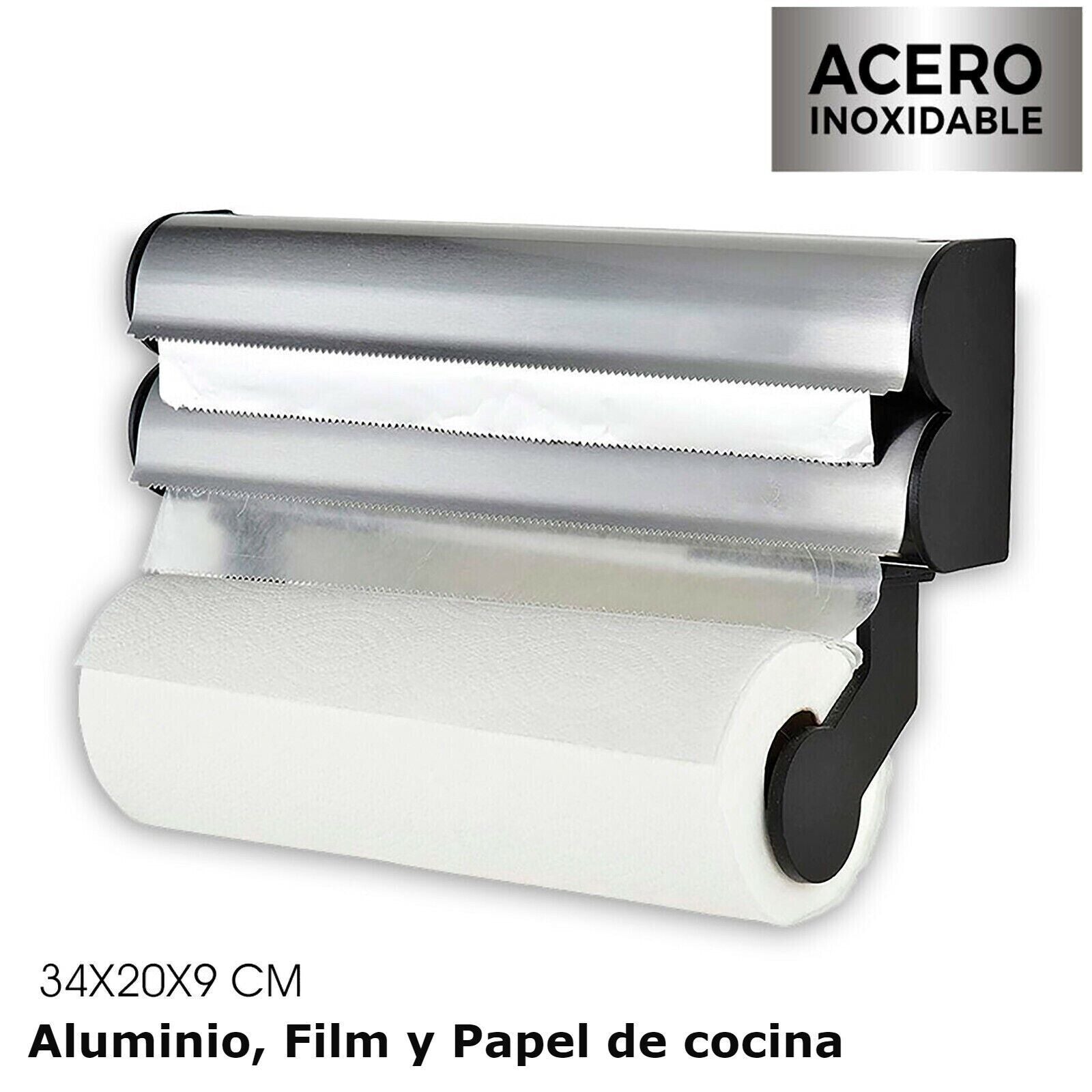 Porta papel de cocina,aluminio y film de segunda mano por 8 EUR en