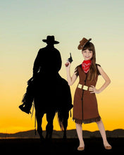 Cargar imagen en el visor de la galería, Disfraz Vaquera Pistolera Niña Infantil Marrón para Carnaval Fiesta