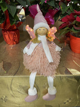 Cargar imagen en el visor de la galería, Figura de Ángel Rosa con Alas Iluminacion 14 Luces de LED para Decoracion de Navidad