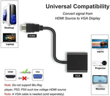 Cargar imagen en el visor de la galería, Convertidor de Señal Activo Video HDMI Digital a VGA Analogico Audio 3,5mm Negro