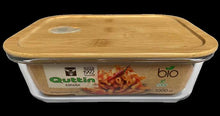 Cargar imagen en el visor de la galería, Fiambrera de Cristal con Tapa de Bambú Rectangular Cuadrada redonda