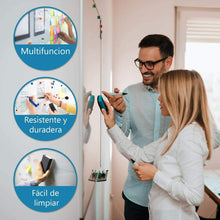 Cargar imagen en el visor de la galería, Pizarra magnetica doble cara blanca y verde, tiza y rotulador, con imán