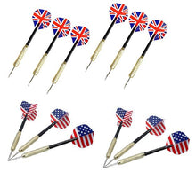 Cargar imagen en el visor de la galería, 12 Dardos de Metal con Patrón de Bandera de estados unidos y GB