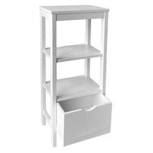 Cargar imagen en el visor de la galería, Mueble de Baño con 1 Cajon Bajo + 3 Estantes (2 compartimentos) de Madera Pino Natural Blanco Para