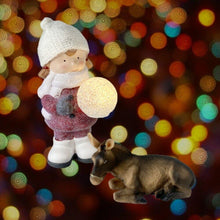 Cargar imagen en el visor de la galería, Figura Navidad Niño / Niña Con Gorro y Bufanata Blanco Para Decoracion de Navidad