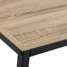 Cargar imagen en el visor de la galería, Mesa de Centro Pie Metálico de Acero, Lacado en Negro y Madera MDF Color Roble de 36x50x100 cm