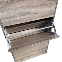 Cargar imagen en el visor de la galería, MUEBLE ZAPATERO DE 3 CAJONES BLANCO/ROBLE 63 x 24 x 120 cm para 18 pares zapatos