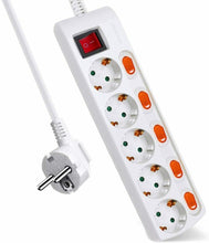 Cargar imagen en el visor de la galería, Regleta con 3 ,4,5,6 Tomas de Enchufes + Interruptores Individuales, 3680 W, 250 V, Blanco …