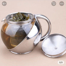 Cargar imagen en el visor de la galería, Tetera De Vidrio De Acero Inoxidable De 1100 Ml Con Infusor Hierbas Filtro Hojas