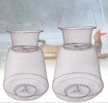 Cargar imagen en el visor de la galería, Jaula de red de pesca plegable cesta de alamble de metal para cangrejos Anguilas
