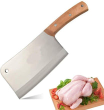 Cargar imagen en el visor de la galería, Cuchillo cocinero carnicero cortar carne hacha mango de madera