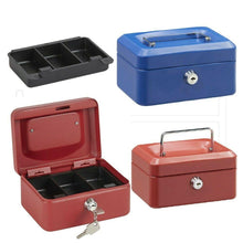 Cargar imagen en el visor de la galería, Caja fuerte metalica portatil caudales gigante Rojo y azul depositar dinero