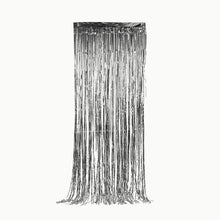 Cargar imagen en el visor de la galería, Cortina de flecos metalizada decorativa cumpleaños fiesta Plateado y Dorado
