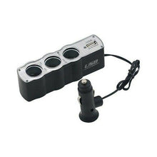 Cargar imagen en el visor de la galería, Encendedor de cigarrillos de coche 3 vías + USB cargador adaptador DC 12V-24 V