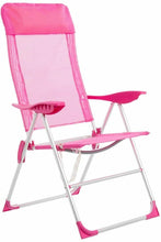 Cargar imagen en el visor de la galería, Sillón de Playa Plegable Rosa de Aluminio de 110x61x66 cm