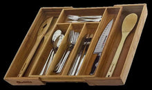 Cargar imagen en el visor de la galería, Organizador Cubiertos, Cubertero Bambú, Portacubiertos Extensible 26-37x34xh5 Cm