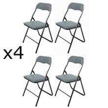 Cargar imagen en el visor de la galería, Silla Plegable Gris PVC Asiento Acolchado