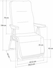 Cargar imagen en el visor de la galería, Sillón de Playa Acolchado de 4 Posiciones de Acero y Lona de 62x59x108 cm