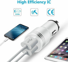 Cargar imagen en el visor de la galería, Cargador de Coche 2 Doble USB 2.4A 12-24W c/ Martillo Cristal Adaptador de Carga