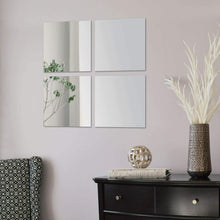Cargar imagen en el visor de la galería, Set de 4 espejos cuadrado redondo adhesivos 30X30 y 20x20 lote decoración hogar