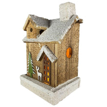 Cargar imagen en el visor de la galería, Casa de Madera con Luz 5 LED 15.5 x12.3 x 24 cm Decoración de Navidad
