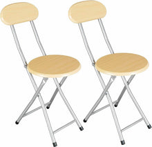 Cargar imagen en el visor de la galería, Taburete Silla Plegable DE Metal y Madera Y ESPALDAR Cocina JARDÍN SALÓN Bar