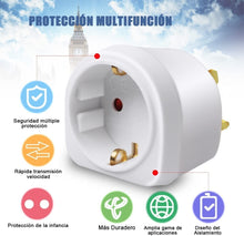 Cargar imagen en el visor de la galería, 2 x Adaptador Enchufe Uk a Enchufe Europeo Adecuado Para Viajar Blanco 250v, 13a