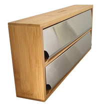 Cargar imagen en el visor de la galería, Dispensador De Papel Alunimio y Film De Bambú y Acero Inox 33.3x13x5.5 Cm Cocina
