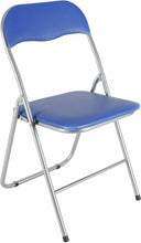 Cargar imagen en el visor de la galería, SILLA PLEGABLE ACOLCHADA COLOR AZUL-PLATA (JUEGO 4 UNIDADES)