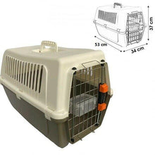Cargar imagen en el visor de la galería, Transportin Plástico Con un Bebedero para mascota perro gato 53 X 34 X 37 CM Portarejilla Metálica Para Viaje