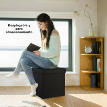 Cargar imagen en el visor de la galería, Púff Taburete de Almacenamiento Plegable Asiento de Almacenaje Cubo Otomano Reposapié