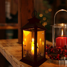 Cargar imagen en el visor de la galería, Candelabro de Navidad FAROL CON 3 VELAS LED ESPECIAL NAVIDAD 30,5X14CM NEGRO DECORACION HOGAR CASA