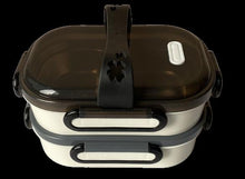 Cargar imagen en el visor de la galería, Fiambrera termica acero inoxi y plastico con asa de 900 ml o 1700ml 2 niveles