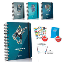 Cargar imagen en el visor de la galería, Agenda escolar paginas diarias diario dia A5 tapa dura 2022 2023 con pegatina