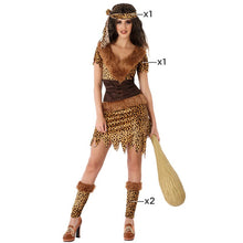 Cargar imagen en el visor de la galería, Disfraz Cavernicola mujer adulto neandertal Para Halloween Carnaval Teatro