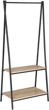 Cargar imagen en el visor de la galería, Perchero Con 2 Baldas De Altura Estructura Metálica + 2 Estantes De Madera