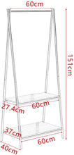 Cargar imagen en el visor de la galería, Perchero Con 2 Baldas De Altura Estructura Metálica + 2 Estantes De Madera
