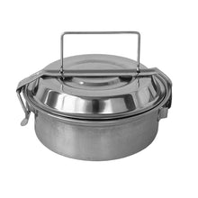 Cargar imagen en el visor de la galería, Fiambrera con 2 Platos Acero inoxidable Porta alimentos, Cocinar o Calentar Comida al fuego Para Camping trabajo Pesca Viaje