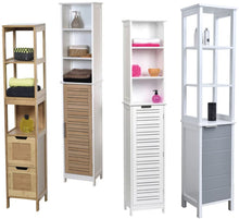 Cargar imagen en el visor de la galería, Mueble de baño Armario Columna Bambú 2 Cajones + 3 Estantes - Mahe Madera
